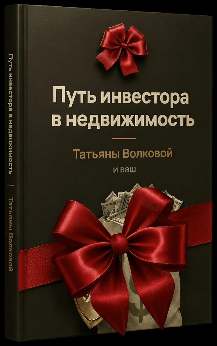 Обложка PDF-гайда «Путь инвестора в недвижимость Татьяны Волковой и ваш» — подарочная упаковка